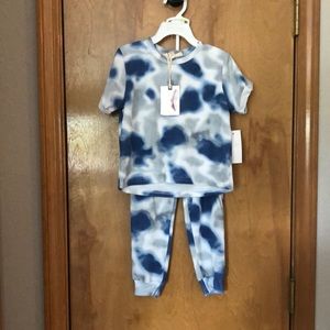 Jessica Simpson blue grey tie dye 2 pc sweat suit